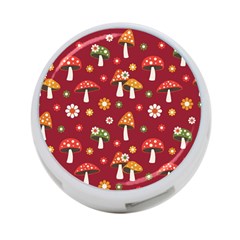 Woodland Mushroom And Daisy Seamless Pattern On Red Background 4-port Usb Hub (two Sides) by Wav3s