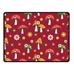 Woodland Mushroom And Daisy Seamless Pattern On Red Background Two Sides Fleece Blanket (Small) 45 x34  Blanket Front