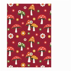 Woodland Mushroom And Daisy Seamless Pattern On Red Background Small Garden Flag (two Sides) by Wav3s