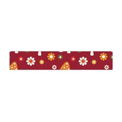 Woodland Mushroom And Daisy Seamless Pattern On Red Background Premium Plush Fleece Scarf (mini) by Wav3s