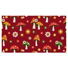 Woodland Mushroom And Daisy Seamless Pattern On Red Background Banner And Sign 7  X 4  by Wav3s