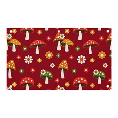 Woodland Mushroom And Daisy Seamless Pattern On Red Background Banner And Sign 5  X 3  by Wav3s