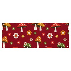 Woodland Mushroom And Daisy Seamless Pattern On Red Background Banner And Sign 8  X 3  by Wav3s