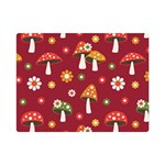 Woodland Mushroom And Daisy Seamless Pattern On Red Background Premium Plush Fleece Blanket (Mini) 35 x27  Blanket Front