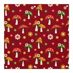 Woodland Mushroom And Daisy Seamless Pattern On Red Background Banner And Sign 3  X 3  by Wav3s