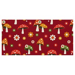 Woodland Mushroom And Daisy Seamless Pattern On Red Background Banner And Sign 8  X 4  by Wav3s