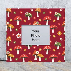 Woodland Mushroom And Daisy Seamless Pattern On Red Background White Wall Photo Frame 5  X 7  by Wav3s