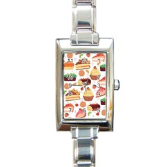 Seamless Pattern Hand Drawing Cartoon Dessert And Cake Rectangle Italian Charm Watch by Wav3s