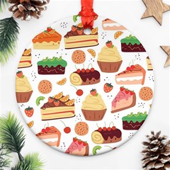 Seamless Pattern Hand Drawing Cartoon Dessert And Cake Ornament (round) by Wav3s