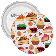 Seamless Pattern Hand Drawing Cartoon Dessert And Cake 3  Buttons by Wav3s