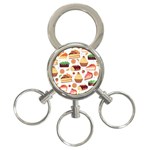 Seamless Pattern Hand Drawing Cartoon Dessert And Cake 3-Ring Key Chain Front