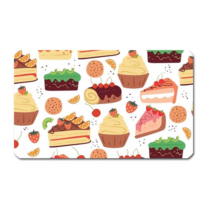 Seamless Pattern Hand Drawing Cartoon Dessert And Cake Magnet (Rectangular)