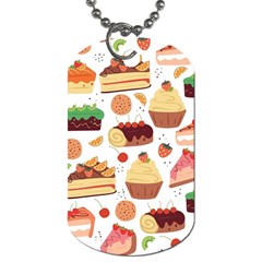 Seamless Pattern Hand Drawing Cartoon Dessert And Cake Dog Tag (one Side) by Wav3s