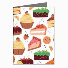 Seamless Pattern Hand Drawing Cartoon Dessert And Cake Greeting Cards (pkg Of 8) by Wav3s