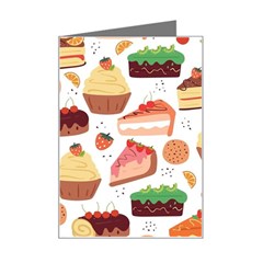 Seamless Pattern Hand Drawing Cartoon Dessert And Cake Mini Greeting Card by Wav3s