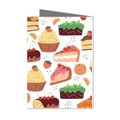 Seamless Pattern Hand Drawing Cartoon Dessert And Cake Mini Greeting Cards (pkg Of 8) by Wav3s