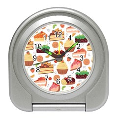 Seamless Pattern Hand Drawing Cartoon Dessert And Cake Travel Alarm Clock by Wav3s