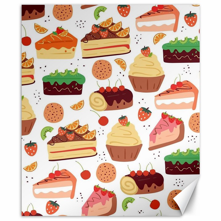 Seamless Pattern Hand Drawing Cartoon Dessert And Cake Canvas 8  x 10 