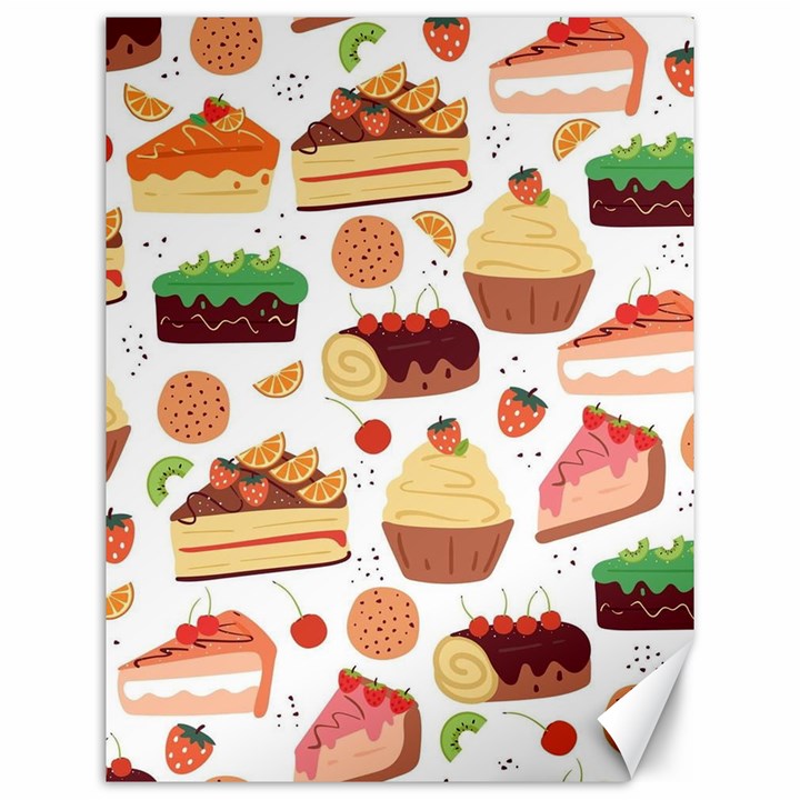 Seamless Pattern Hand Drawing Cartoon Dessert And Cake Canvas 12  x 16 