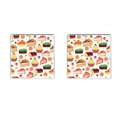 Seamless Pattern Hand Drawing Cartoon Dessert And Cake Cufflinks (square) by Wav3s