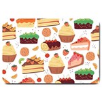 Seamless Pattern Hand Drawing Cartoon Dessert And Cake Large Doormat 30 x20  Door Mat