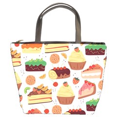 Seamless Pattern Hand Drawing Cartoon Dessert And Cake Bucket Bag by Wav3s