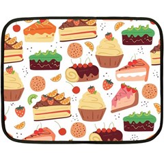 Seamless Pattern Hand Drawing Cartoon Dessert And Cake Fleece Blanket (mini) by Wav3s