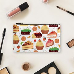 Seamless Pattern Hand Drawing Cartoon Dessert And Cake Cosmetic Bag (small) by Wav3s