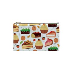 Seamless Pattern Hand Drawing Cartoon Dessert And Cake Cosmetic Bag (small) by Wav3s