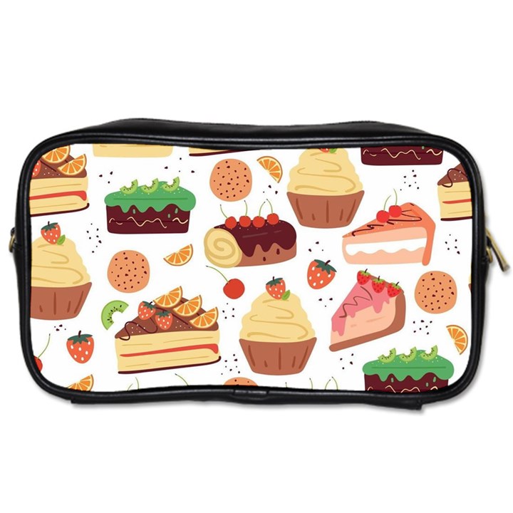 Seamless Pattern Hand Drawing Cartoon Dessert And Cake Toiletries Bag (Two Sides)