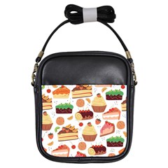 Seamless Pattern Hand Drawing Cartoon Dessert And Cake Girls Sling Bag by Wav3s