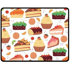 Seamless Pattern Hand Drawing Cartoon Dessert And Cake Fleece Blanket (medium) by Wav3s