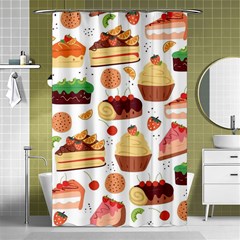 Seamless Pattern Hand Drawing Cartoon Dessert And Cake Shower Curtain 48  X 72  (small)  by Wav3s