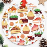 Seamless Pattern Hand Drawing Cartoon Dessert And Cake Round Filigree Ornament (Two Sides) Front