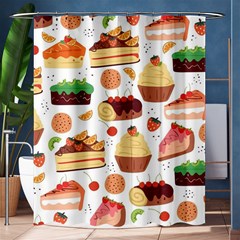 Seamless Pattern Hand Drawing Cartoon Dessert And Cake Shower Curtain 60  X 72  (medium)  by Wav3s