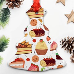 Seamless Pattern Hand Drawing Cartoon Dessert And Cake Ornament (christmas Tree) 