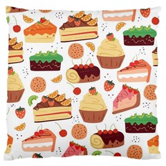 Seamless Pattern Hand Drawing Cartoon Dessert And Cake Large Cushion Case (one Side) by Wav3s