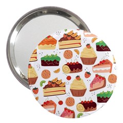 Seamless Pattern Hand Drawing Cartoon Dessert And Cake 3  Handbag Mirrors by Wav3s