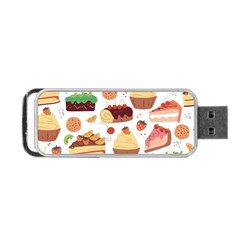 Seamless Pattern Hand Drawing Cartoon Dessert And Cake Portable Usb Flash (two Sides) by Wav3s