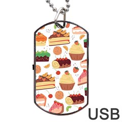 Seamless Pattern Hand Drawing Cartoon Dessert And Cake Dog Tag Usb Flash (one Side) by Wav3s