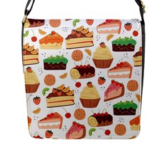 Seamless Pattern Hand Drawing Cartoon Dessert And Cake Flap Closure Messenger Bag (l) by Wav3s