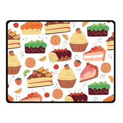 Seamless Pattern Hand Drawing Cartoon Dessert And Cake Two Sides Fleece Blanket (small) by Wav3s