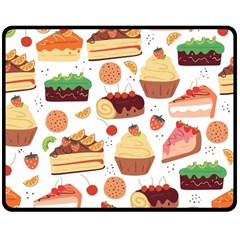 Seamless Pattern Hand Drawing Cartoon Dessert And Cake Two Sides Fleece Blanket (medium) by Wav3s