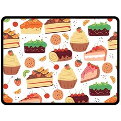 Seamless Pattern Hand Drawing Cartoon Dessert And Cake Two Sides Fleece Blanket (large)