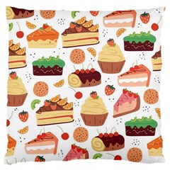 Seamless Pattern Hand Drawing Cartoon Dessert And Cake Standard Premium Plush Fleece Cushion Case (two Sides) by Wav3s