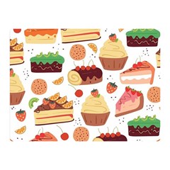 Seamless Pattern Hand Drawing Cartoon Dessert And Cake Two Sides Premium Plush Fleece Blanket (mini) by Wav3s