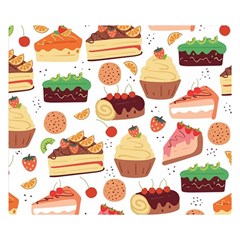 Seamless Pattern Hand Drawing Cartoon Dessert And Cake Two Sides Premium Plush Fleece Blanket (small) by Wav3s