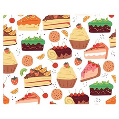 Seamless Pattern Hand Drawing Cartoon Dessert And Cake Two Sides Premium Plush Fleece Blanket (medium) by Wav3s