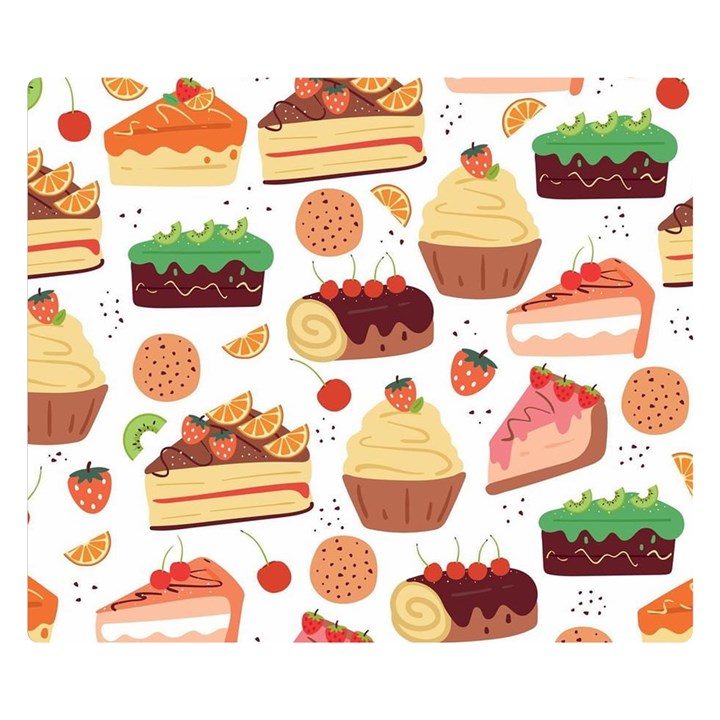 Seamless Pattern Hand Drawing Cartoon Dessert And Cake Two Sides Premium Plush Fleece Blanket (Small)