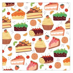 Seamless Pattern Hand Drawing Cartoon Dessert And Cake Square Satin Scarf (36  X 36 ) by Wav3s